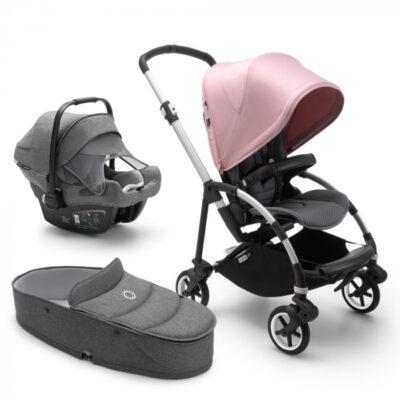 Carucior Bugaboo Bee 6 Aluminium Grey Melange Soft Pink sistem sistem 3 in 1