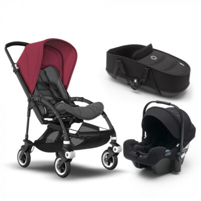 Carucior Bugaboo Bee 6 Grey Melange Ruby Red sistem 3 in 1