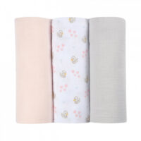 Set 3 Museline Beaba bumbac organic 70x70 cm Swan Pink