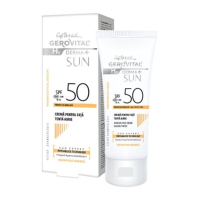 Crema pentru fata SPF 50 tenta aurie H3 Derma+ Sun